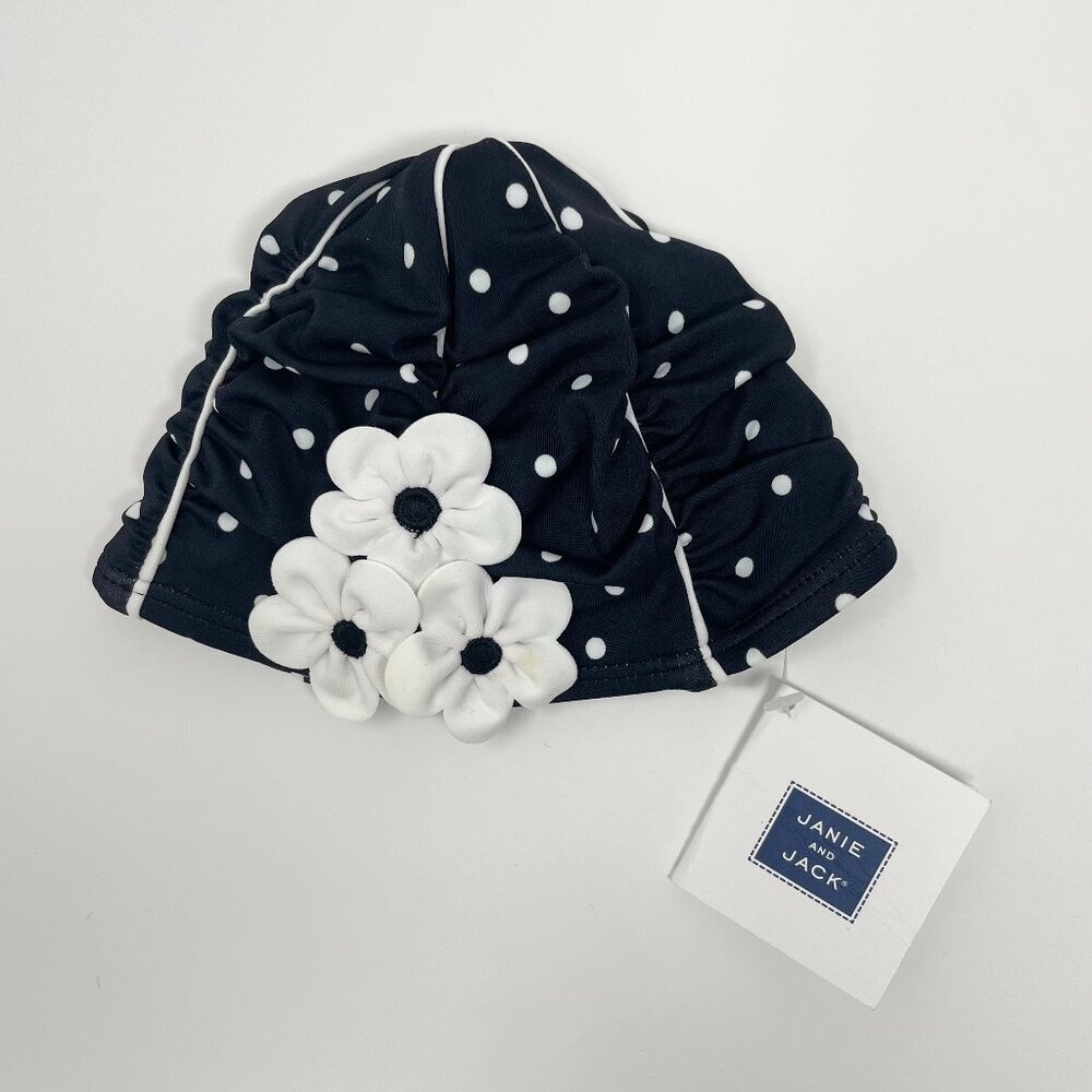 Janie and Jack Floral Polka Dot Swim Cap Sz 6–12 Months Infant Baby Girl